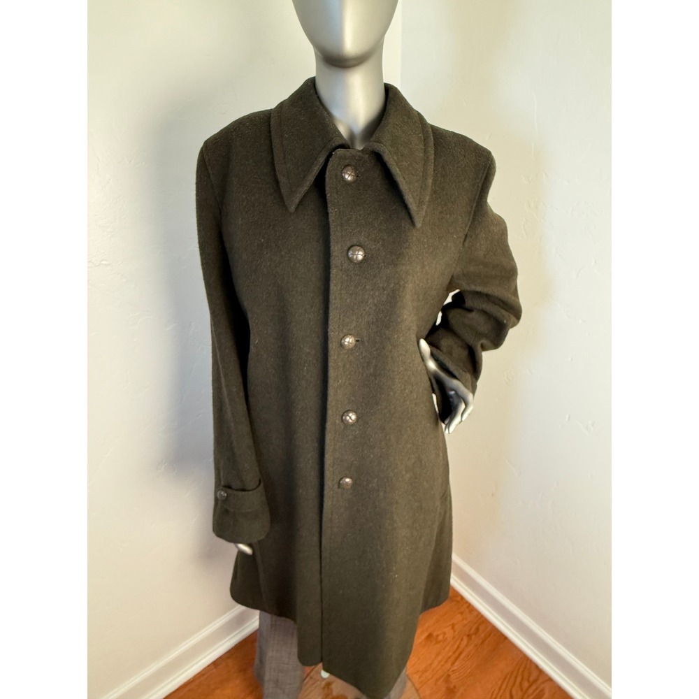 Vintage Austrian Linz Loden Wool Overcoat - Olive‎ Green Hunter Style